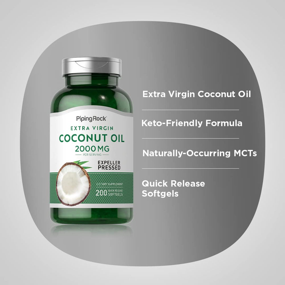Piping Rock ingredients label view highlighting extra virgin coconut oil and purity