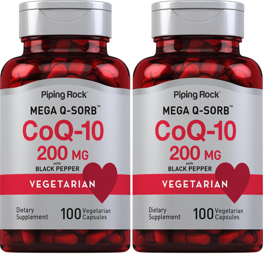 Piping Rock CoQ10 200mg capsules bottle front label