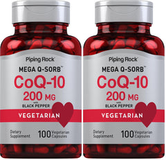 Piping Rock CoQ10 200mg capsules bottle front label