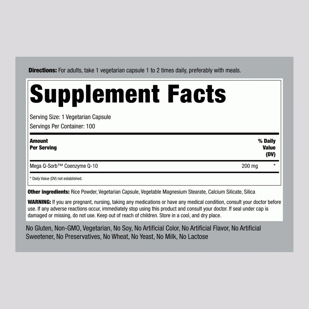 Two-pack of Piping Rock CoQ10 200mg capsules