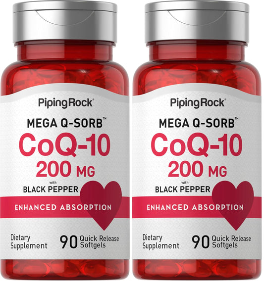Piping Rock CoQ10 200mg Softgels bottle label