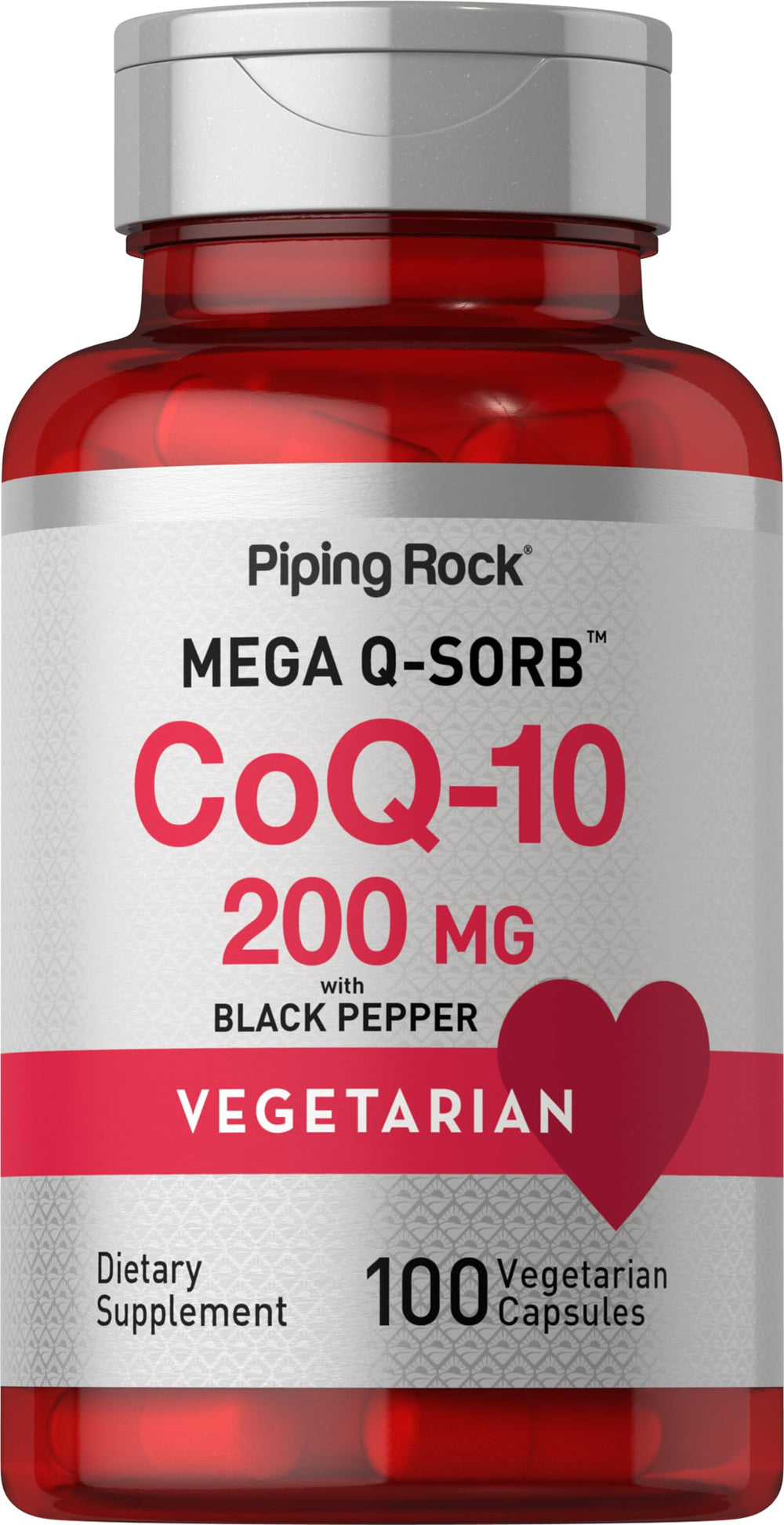 Piping Rock front bottle view showing label and 200mg strength benefit