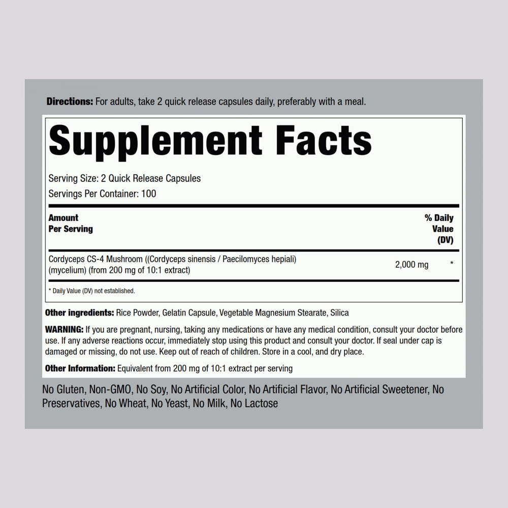 Cordyceps CS-4 concentrated extract capsule close-up