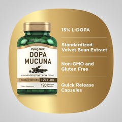 Powdered Mucuna extract texture shot for Piping Rock showing standardized 15% L‑DOPA