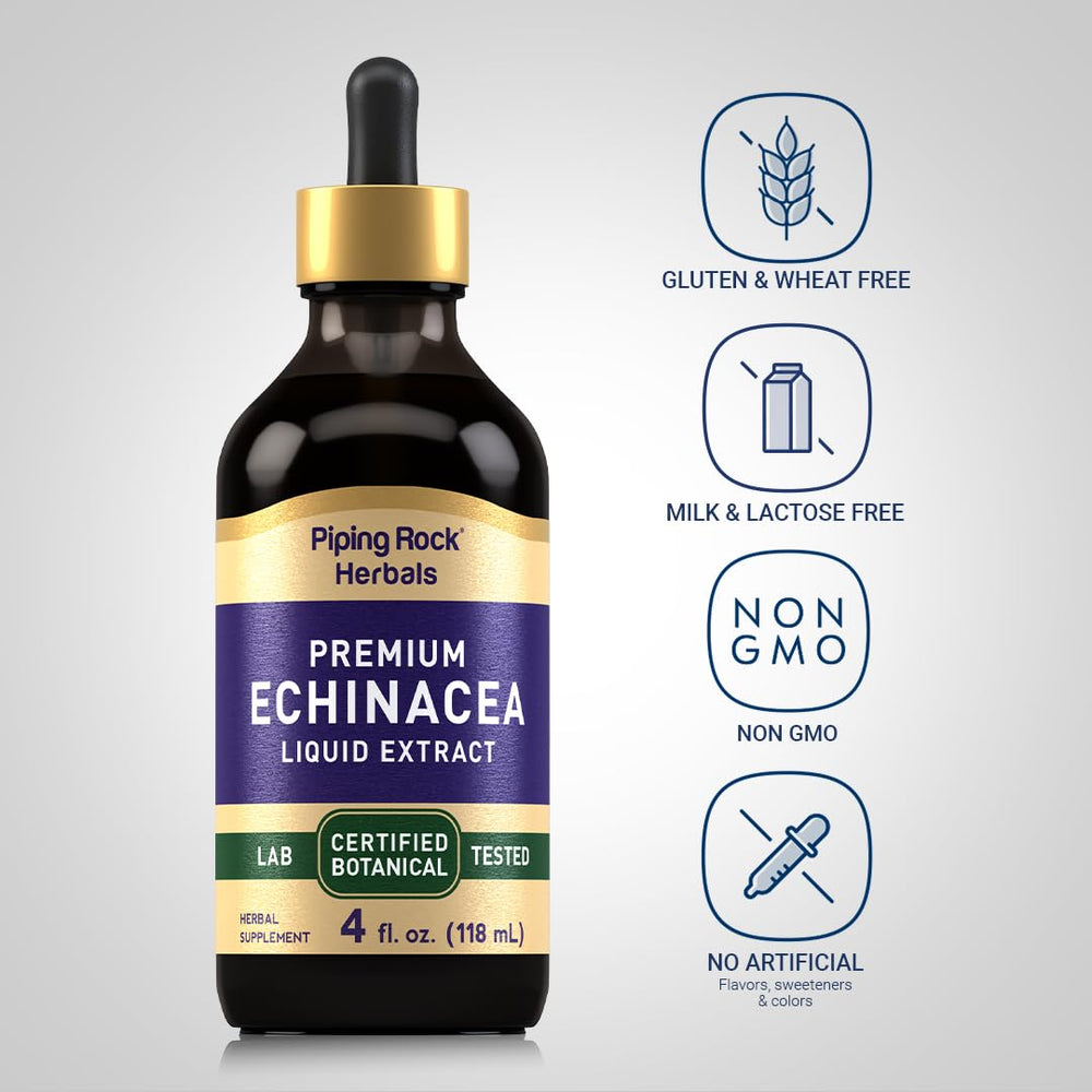 Piping Rock echinacea tincture texture in glass showing easy mixing benefit