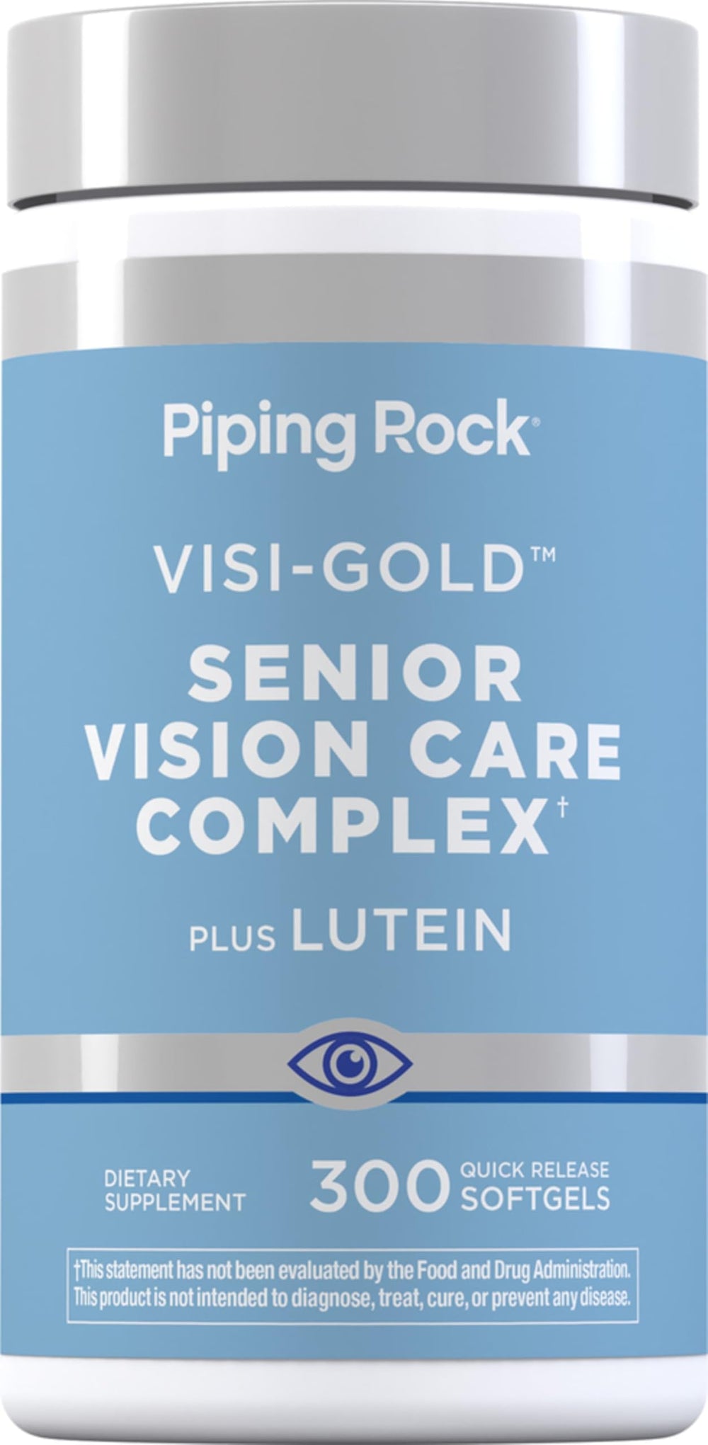 Piping Rock front packaging showing bottle and 300 softgels, clear product benefit