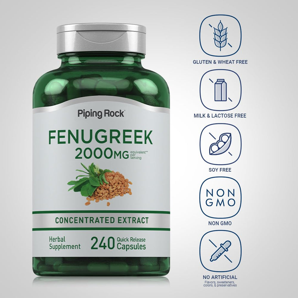 Piping Rock bottle open with capsules spilling to show large 240-pill quantity and convenience