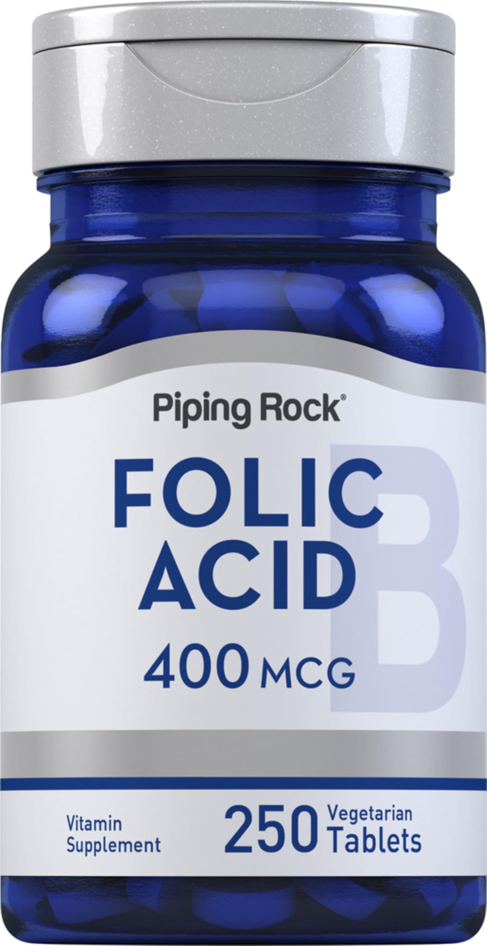 Piping Rock bottle front packaging showing supplement benefit and 250 tablets