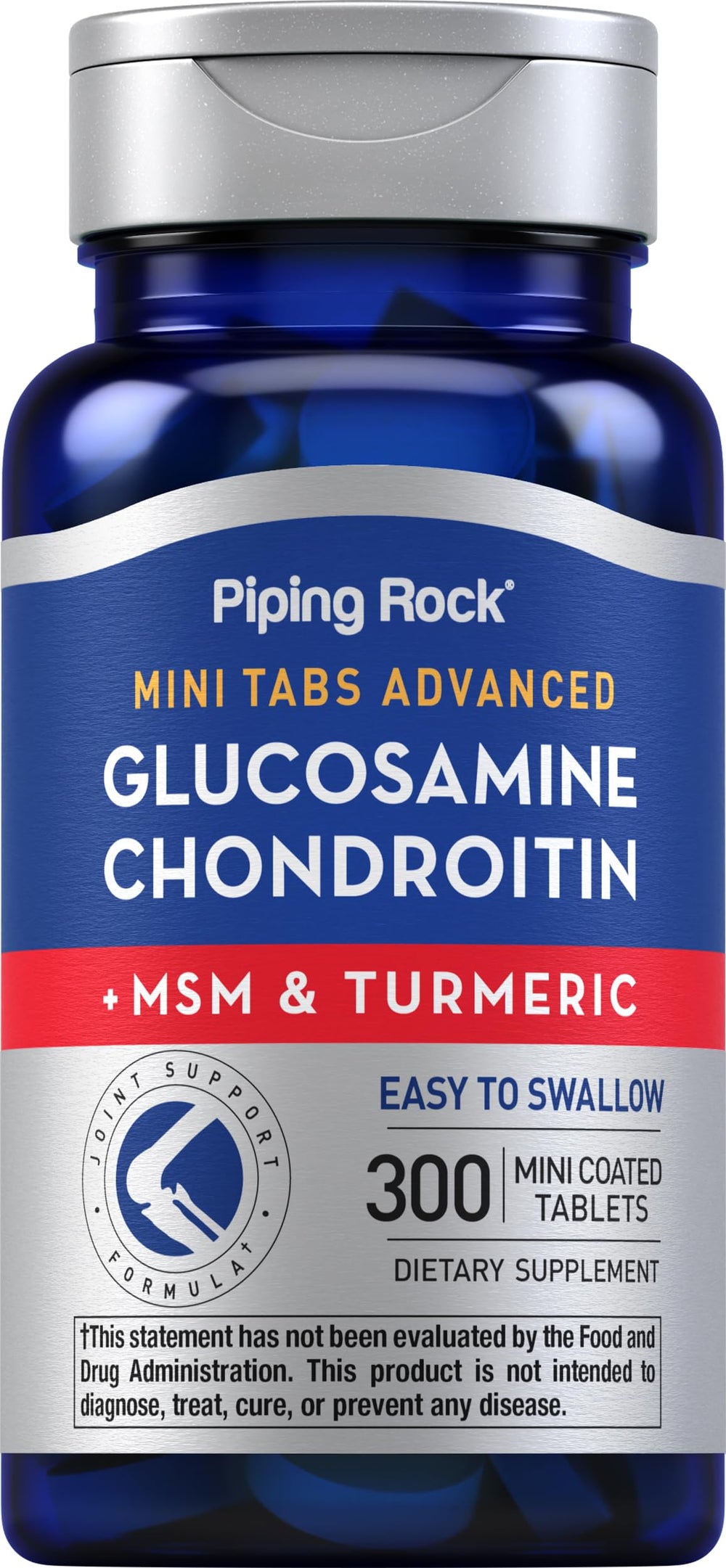 Piping Rock front packaging showing bottle and 300 tablet count for convenience