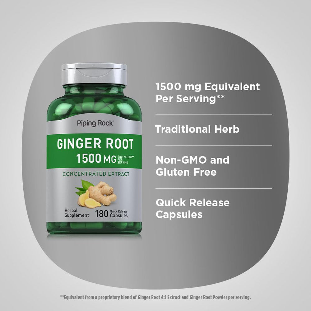 Ingredients panel for Piping Rock Ginger Root Capsules