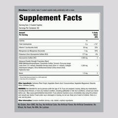 Piping Rock Glucosamine Chondroitin MSM Plus Turmeric bottle back label