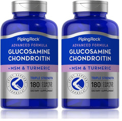 Piping Rock Glucosamine Chondroitin MSM Turmeric 180 Caplets Pack 2 - front view