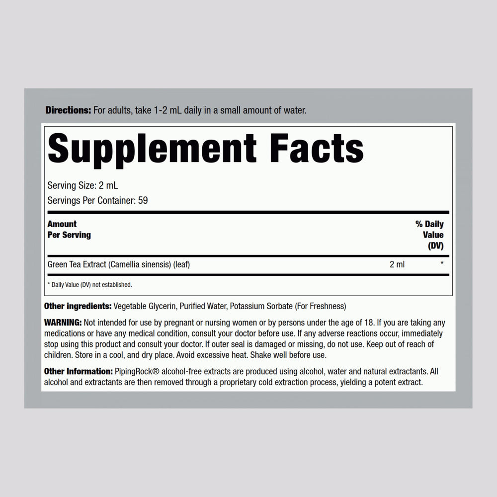 Piping Rock Green Tea Extract Liquid label