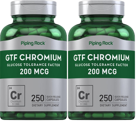 Piping Rock GTF Chromium 200 mcg bottle – front view