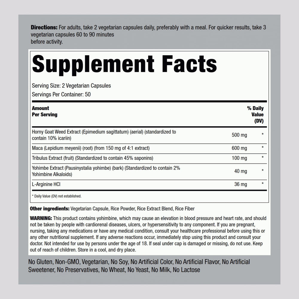 Standardized extract close-up of Horny Goat Weed capsules