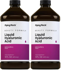 Piping Rock Hyaluronic Acid Berry Liquid bottle – 100mg, 16 oz, pack of 2