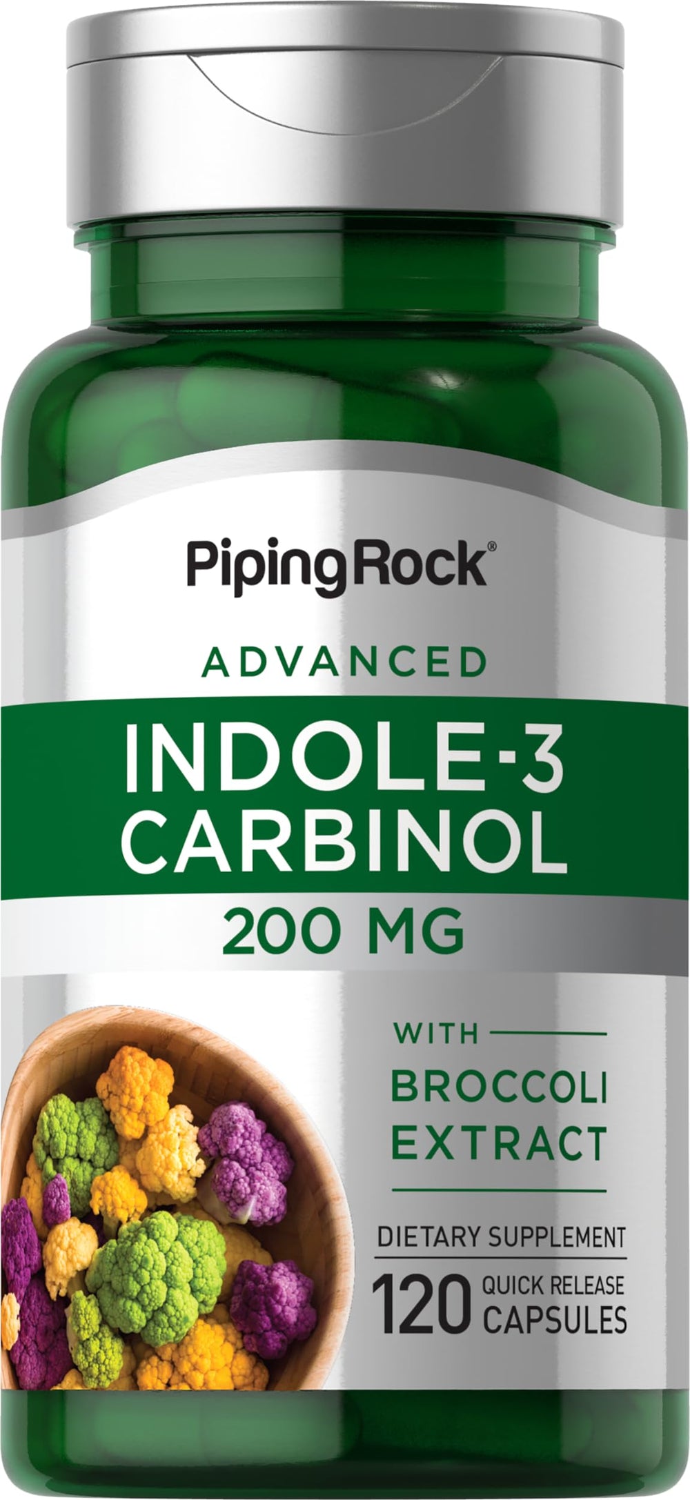 Piping Rock Indole-3-Carbinol 200mg bottle front view