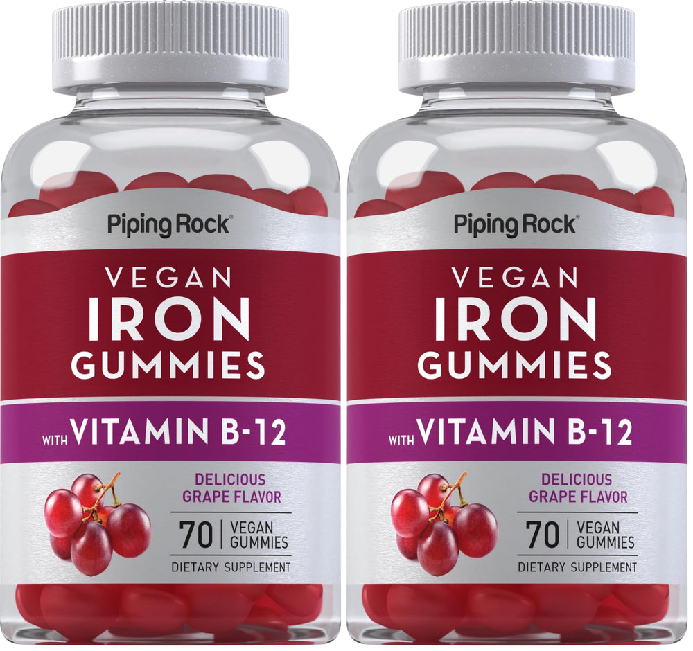Piping Rock Iron Gummies bottle front view, 70-count