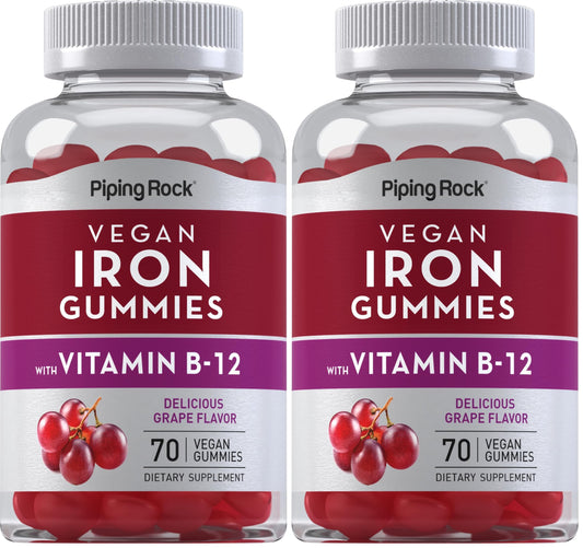 Piping Rock Iron Gummies bottle front view, 70-count