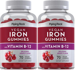 Piping Rock Iron Gummies bottle front view, 70-count