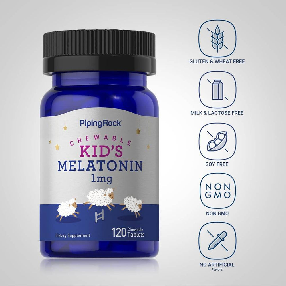 Bottle label showing 1 mg melatonin for kids