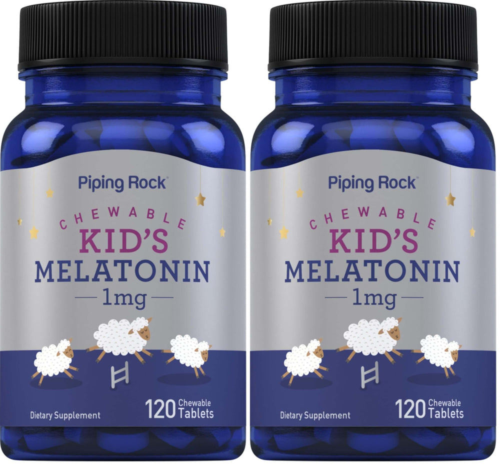 Front view of Piping Rock Kids Melatonin 1mg 120 chewables Pack 2