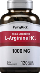 Piping Rock bottle front view showing caplets and label benefits