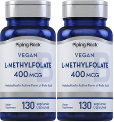 Piping Rock L-Methylfolate 400 mcg bottle with 130 capsules