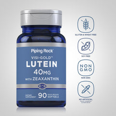 Piping Rock nutrition label close-up showing lutein and zeaxanthin amounts