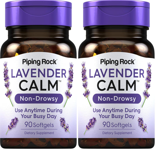 Piping Rock Lavender Calm Pills bottle – 80mg lavender softgels, pack of 2