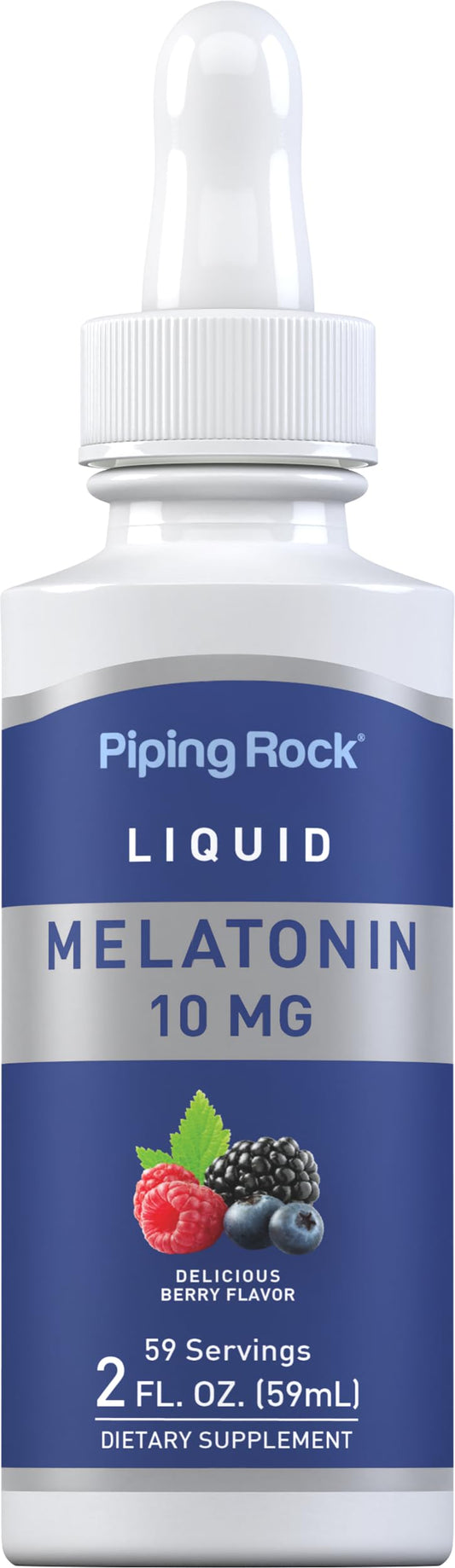 Piping Rock Liquid Melatonin 10mg Berry Flavor 2oz bottle front view