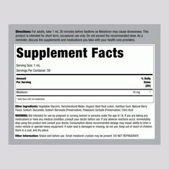 Piping Rock Liquid Melatonin 10mg berry flavor bottle label close up
