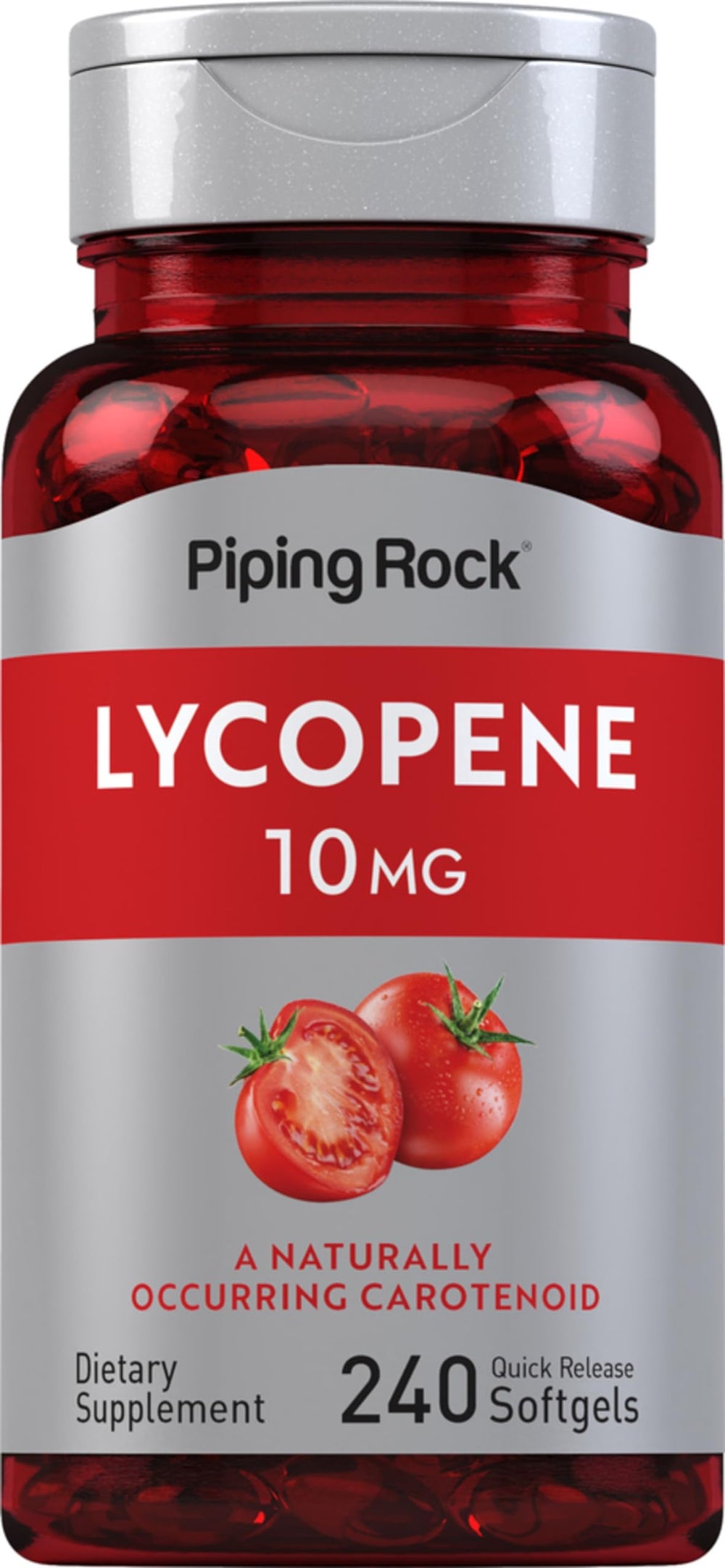 Piping Rock front bottle view showing label and 240-count benefit