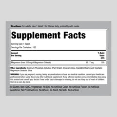 Close-up of magnesium chloride 520mg vegetarian tablet
