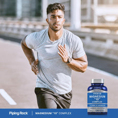 Piping Rock capsules on a bathroom shelf suggesting daily supplement routine