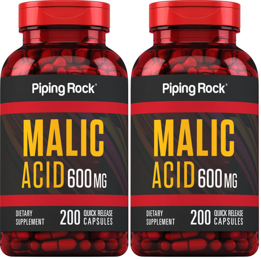 Piping Rock Malic Acid Capsules 600mg bottle – pack of 2 – hero image
