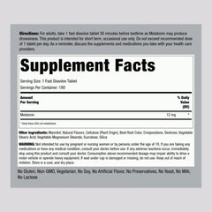 Close-up of Melatonin 12 mg Berry Flavor label