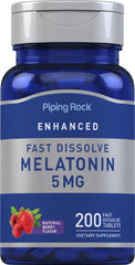 Piping Rock Melatonin 5mg Berry flavor bottle close-up