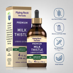 Close-up of dropper dispensing milk thistle liquid drops