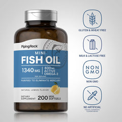 Omega-3 EPA & DHA Source – Piping Rock Mini Fish Oil 1340mg, Lemon Flavor