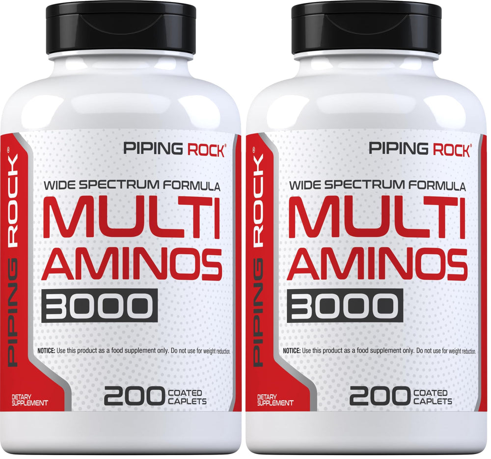 Front view of Piping Rock Multi Amino Acid Supplement bottle with 200 caplets