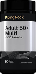 Piping Rock bottle front view showing 50+ multivitamin benefits