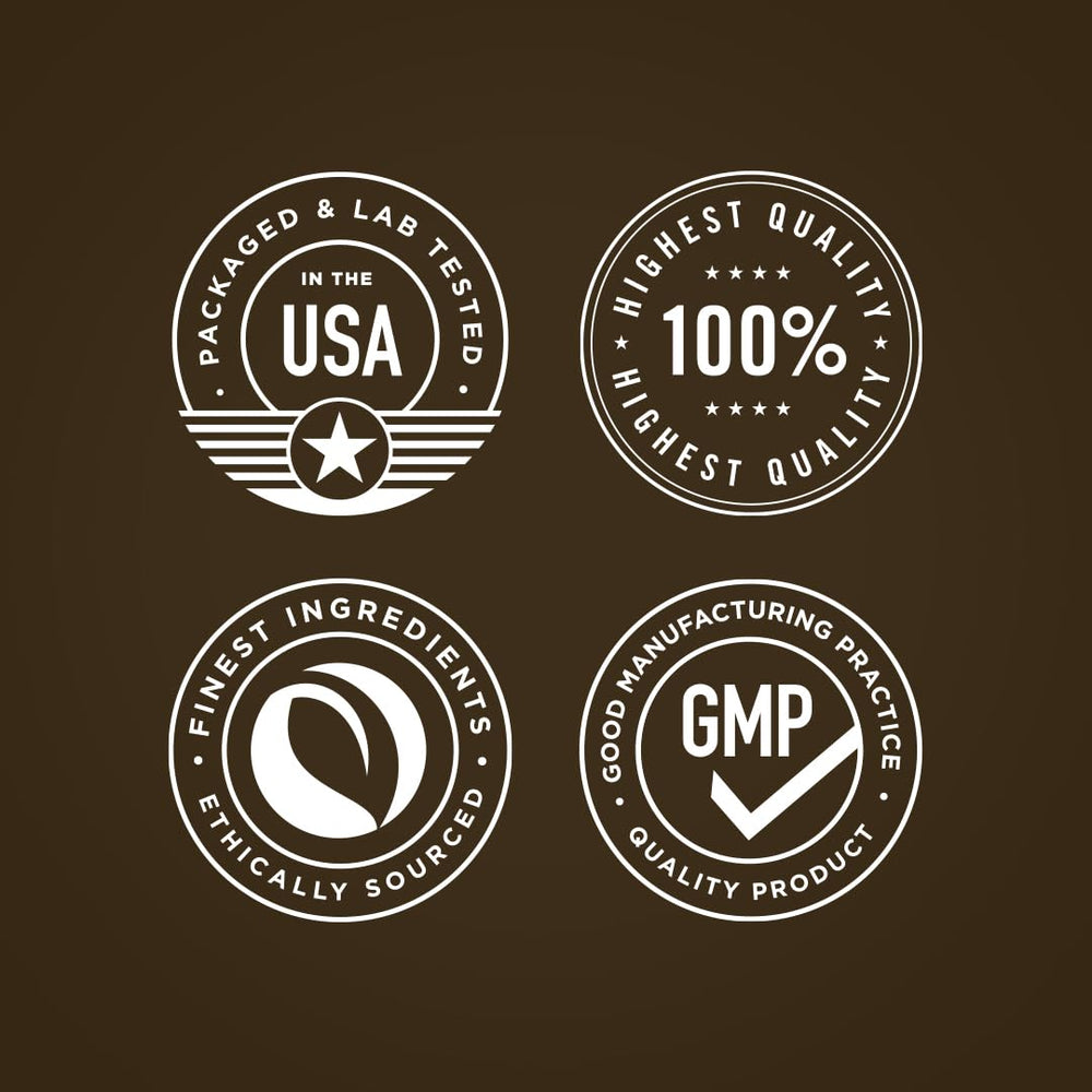 Piping Rock label closeup listing eight mushrooms and non-GMO gluten-free benefits