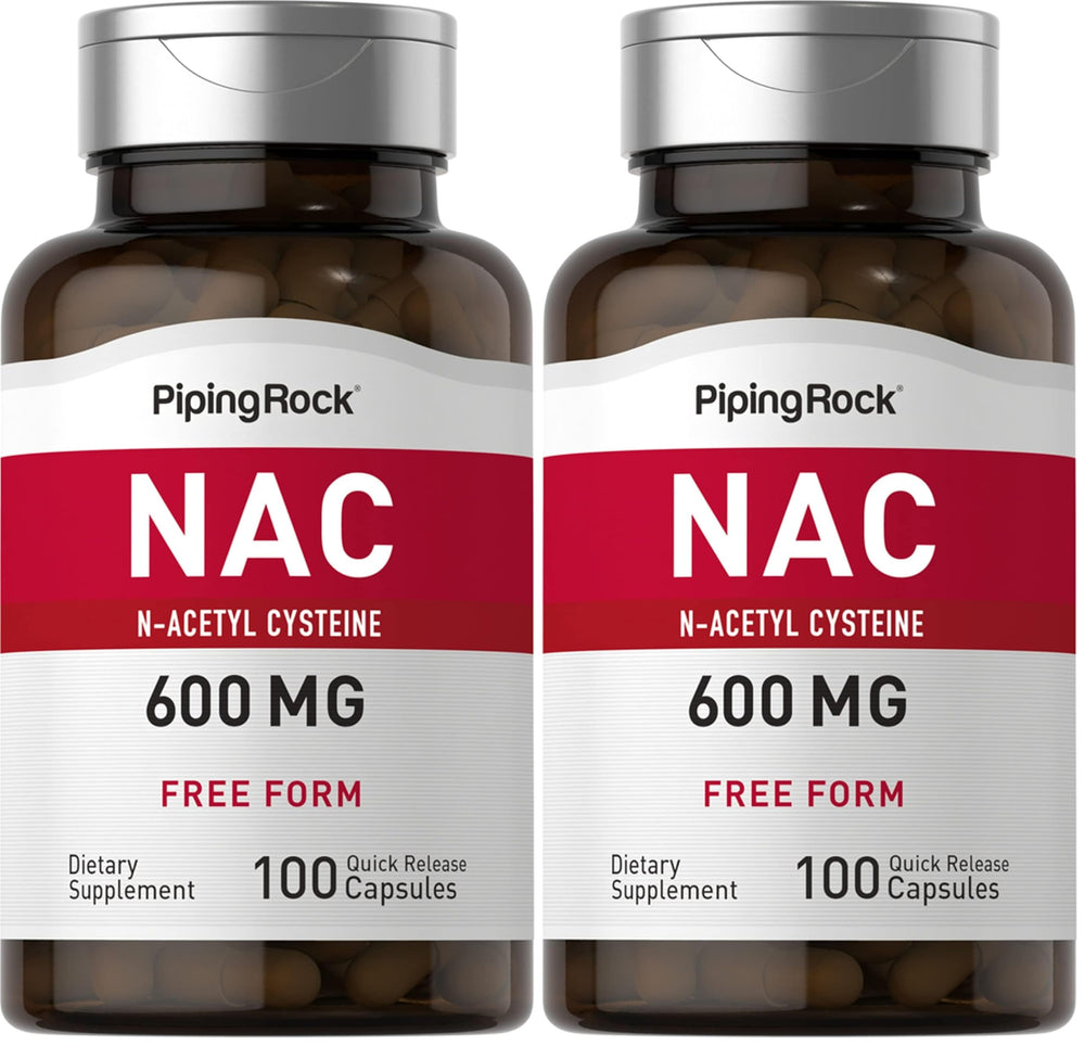 Piping Rock NAC 600mg bottle with 100 capsules (Pack of 2)