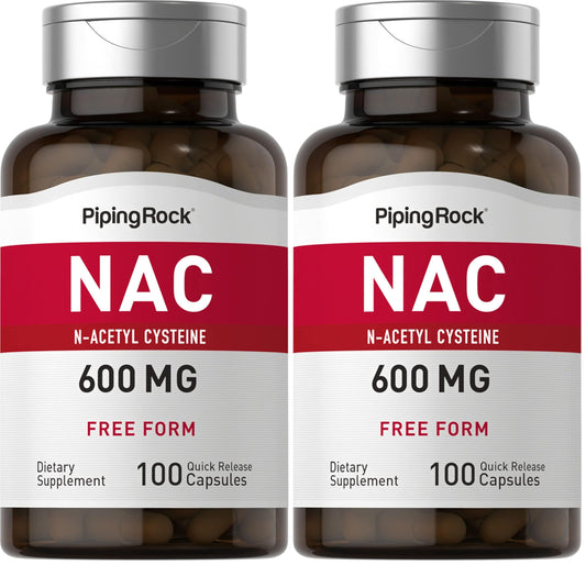 Piping Rock NAC 600mg bottle with 100 capsules (Pack of 2)
