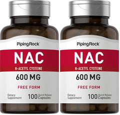 Piping Rock NAC 600mg bottle with 100 capsules (Pack of 2)