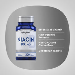 Piping Rock supplement facts label close-up highlighting niacin amount