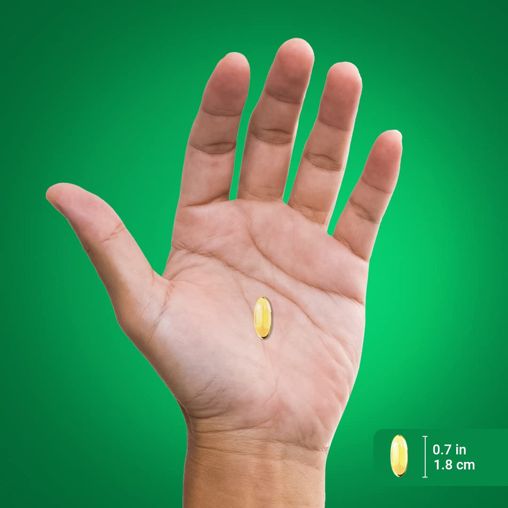 Piping Rock softgels next to a bowl symbolizing convenient daily use