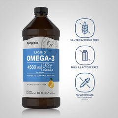 Omega-3 liquid bottle label with ingredients