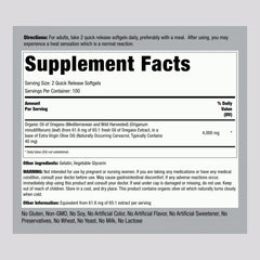 Close-up of oregano oil softgels showing 4000 mg per serving
